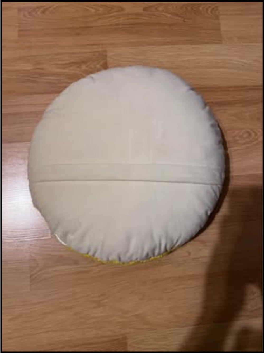 Yellow Smiley Face Pillow Round Cushion Handmade 100% Wool 15 Inch Diameter - Picture 2 of 5